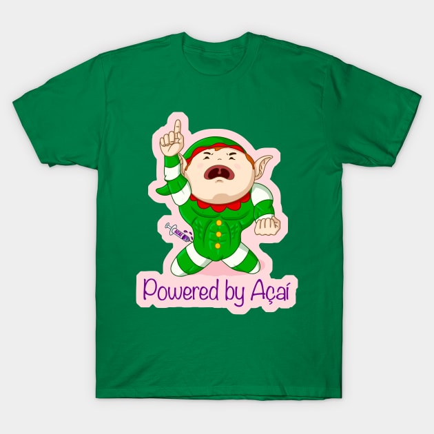 Elf powered by Acai - No gi gift - grappler t-shirt - Christmas bjj T-Shirt by undersideland